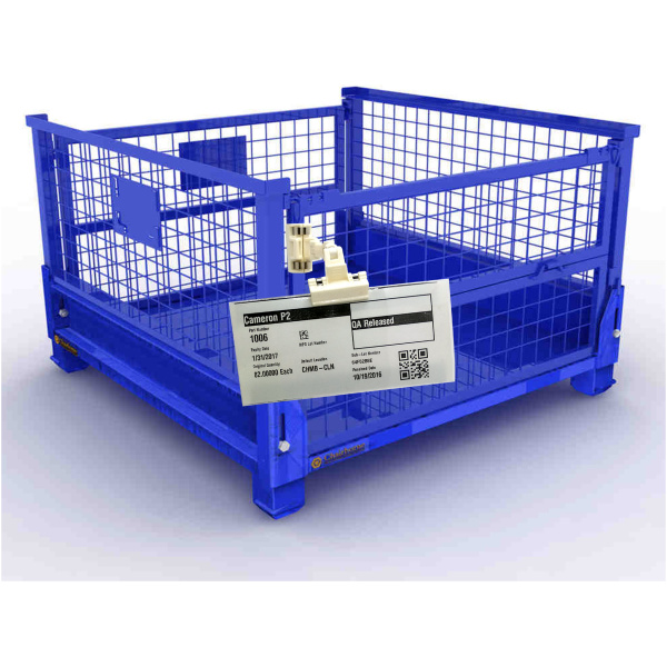 Twister clip pallet mesh label holder